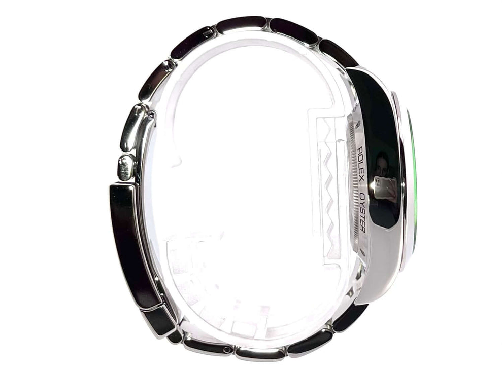 Edelstahlarmband des Rolex Oyster Perpetual Milgauss 116400GV in poliertem und satiniertem Finish.