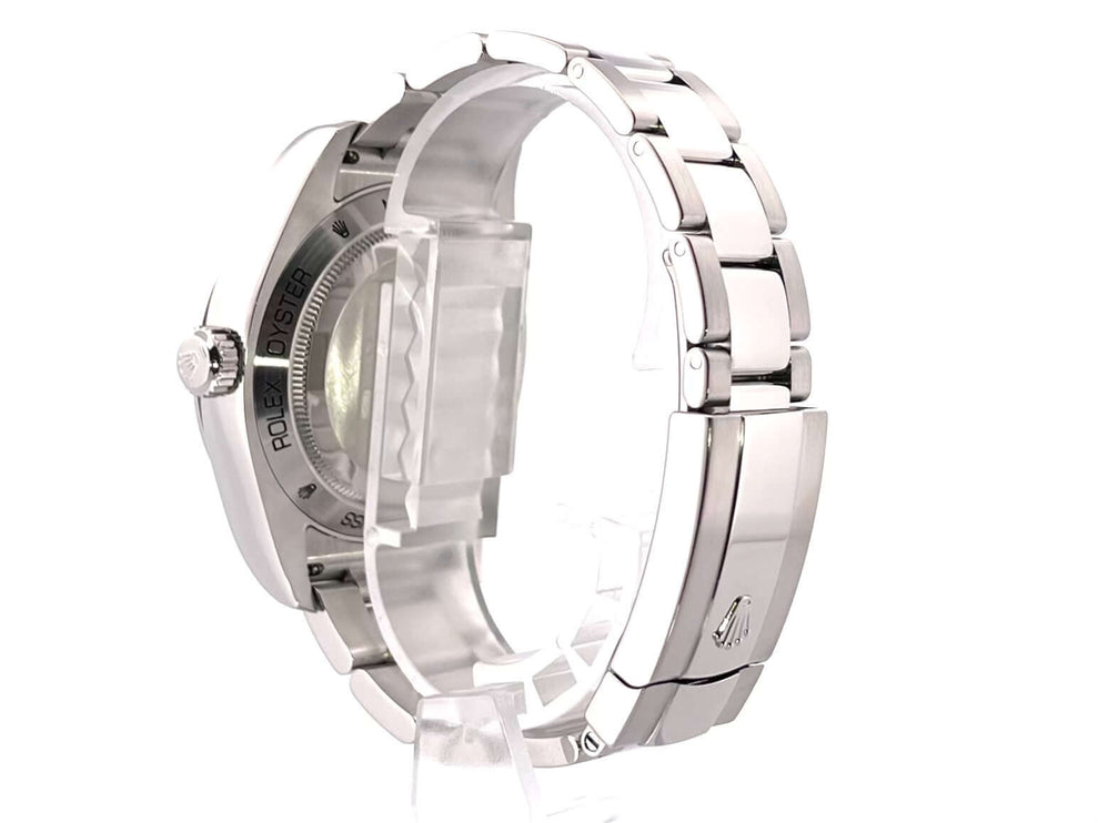 Rückseite Rolex Oyster Perpetual Milgauss 116400GV Blau Edelstahl Armband, poliert und satiniert mit Sicherheitsfaltschließe