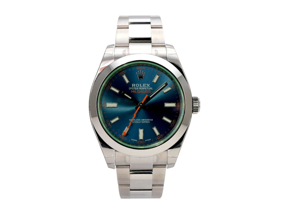 Rolex Oyster Perpetual Milgauss 116400GV Blue mit blauem Zifferblatt und orangefarbener Sekunde