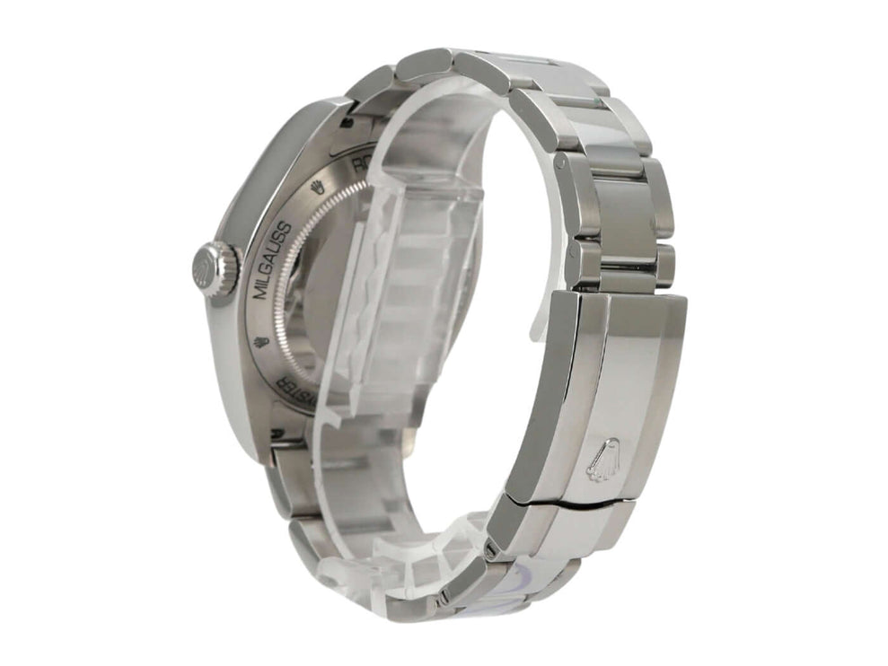 Rolex Oyster Perpetual Milgauss 116400GV Gehäuse und Armband aus poliertem Edelstahl