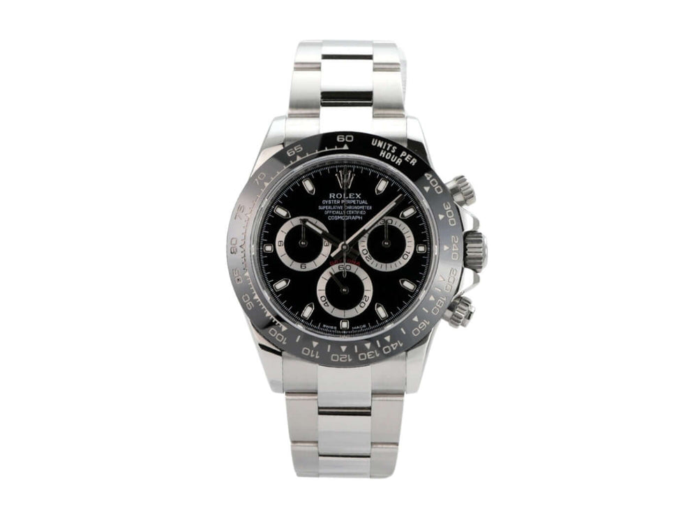Rolex Daytona 116500LN Edelstahl Uhr mit schwarzem Zifferblatt und Keramiklünette
