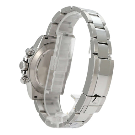 Rolex Daytona Edelstahl 116500LN mit poliertem und satiniertem Armband, Seitenansicht der Uhr.