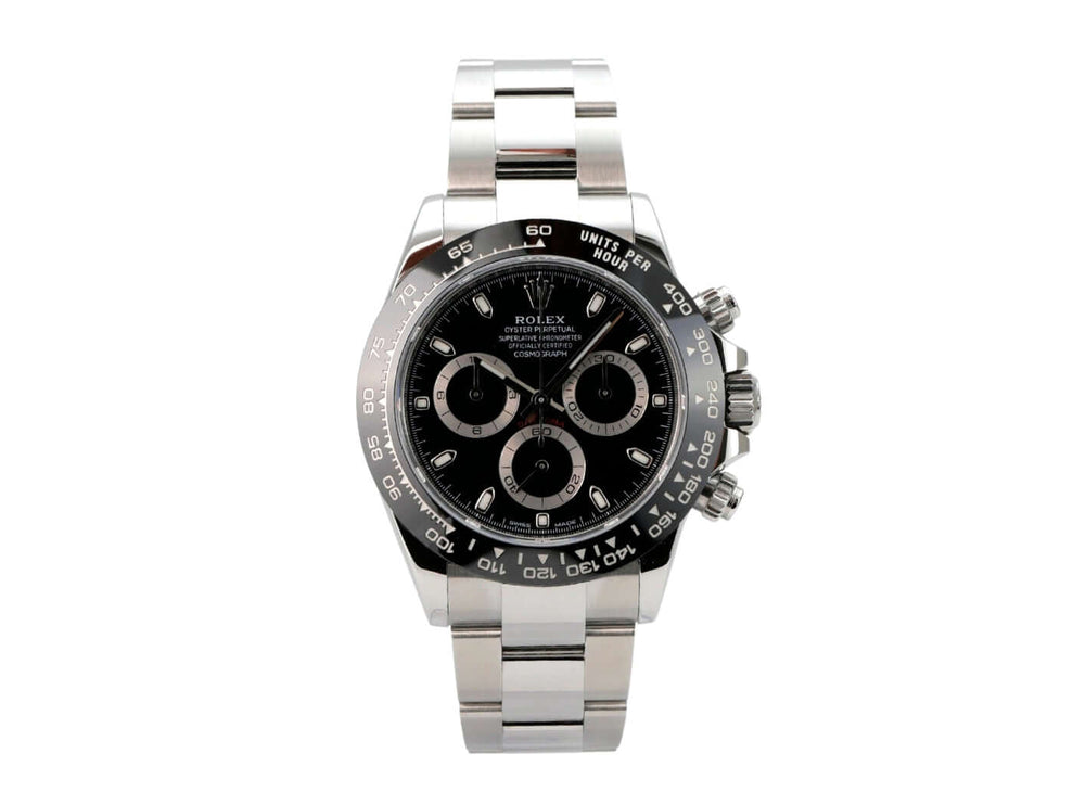 Rolex Daytona Edelstahl 116500LN Schwarz - schwarzes Zifferblatt, Keramiklünette und Oyster-Armband