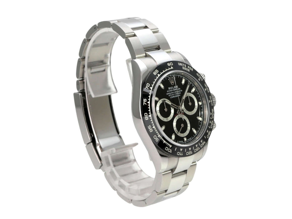 Rolex Daytona Edelstahl 116500LN Schwarz mit schwarzem Zifferblatt, Keramiklünette und Oyster-Armband