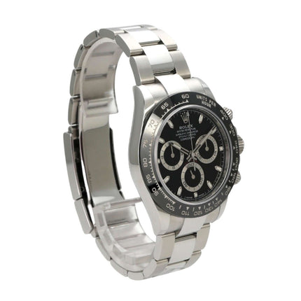 Rolex Daytona Edelstahl 116500LN Uhr mit schwarzem Zifferblatt und Oyster Armband