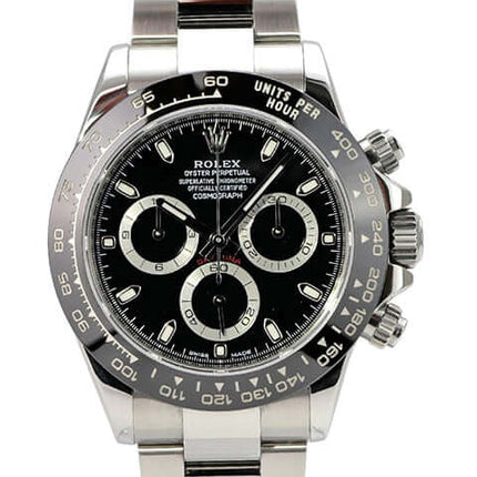 Rolex Daytona Edelstahl 116500LN Schwarz, schwarzes Zifferblatt, Keramiklünette, Oyster-Armband, Chronometer aus 2017