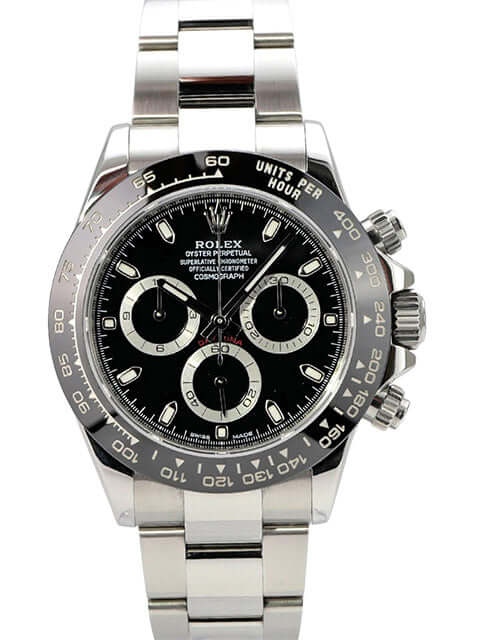 Rolex Daytona Edelstahl 116500LN Schwarz, schwarzes Zifferblatt, Keramiklünette, Oyster-Armband, Chronometer aus 2017