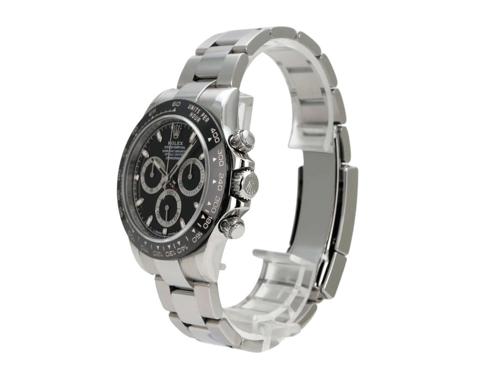 Rolex Daytona Edelstahl 116500LN Schwarz, schwarzes Zifferblatt, Keramiklünette, Oyster-Armband, Chronometer aus Deutschland
