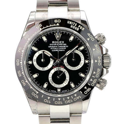 Rolex Daytona Edelstahl 116500LN Schwarz, schwarzes Zifferblatt, Keramiklünette, Oyster-Armband, Chronograph in Edelstahl