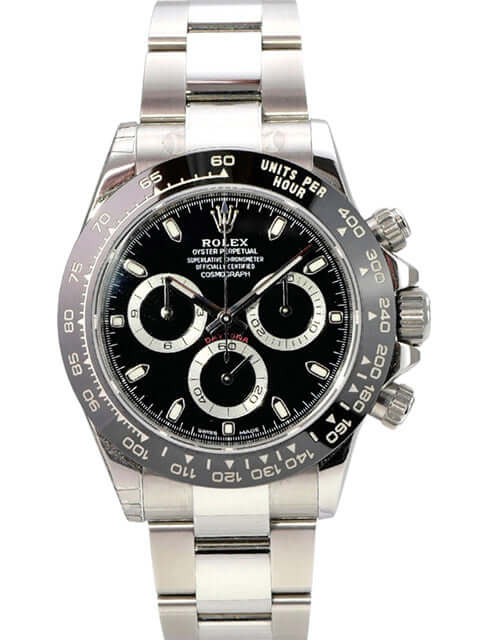 Rolex Daytona Edelstahl 116500LN Schwarz, schwarzes Zifferblatt, Keramiklünette, Oyster-Armband, Chronograph in Edelstahl