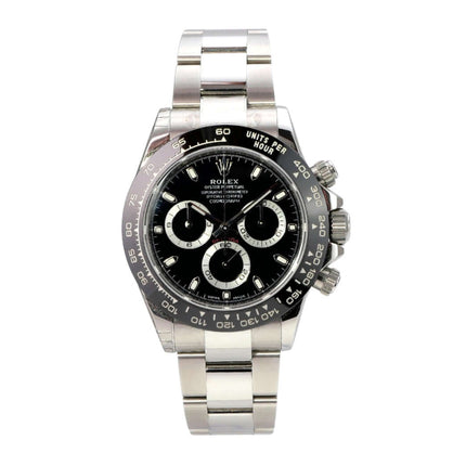Rolex Daytona Edelstahl 116500LN Schwarz, schwarzes Zifferblatt, Keramiklünette und Oyster-Armband