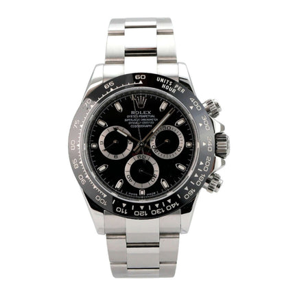 Rolex Daytona Edelstahl 116500LN Schwarz LC100, schwarzes Zifferblatt, Keramiklünette und Oyster-Armband