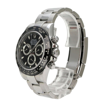Rolex Daytona Edelstahl 116500LN Schwarz LC100, schwarzes Zifferblatt und Oyster-Armband