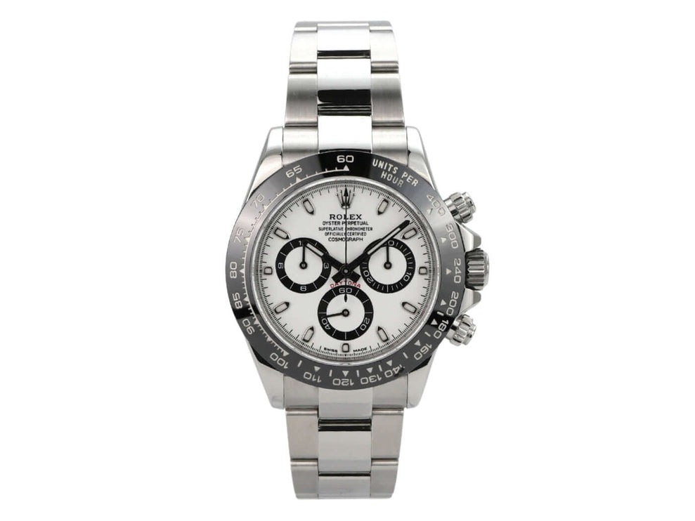 Rolex Daytona Edelstahl 116500LN Weiß mit Keramiklünette, weißem Zifferblatt und Oyster-Edelstahlarmband
