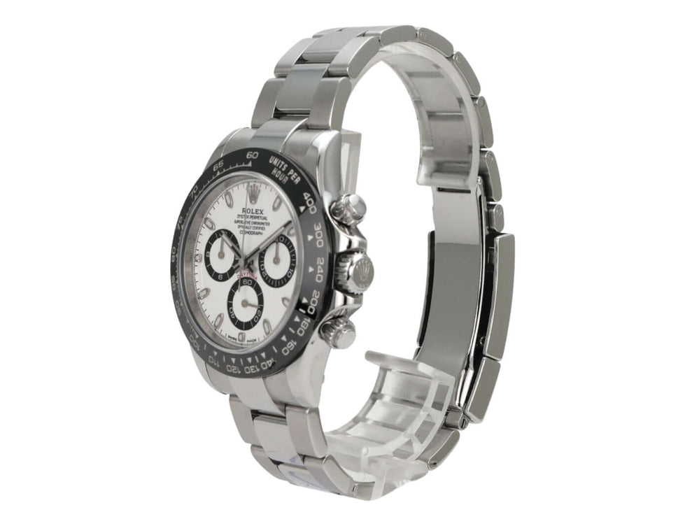 Rolex Daytona Edelstahl 116500LN Weiß, luxuriöse Edelstahl-Chronographenarmbanduhr mit weißem Zifferblatt und Keramiklünette