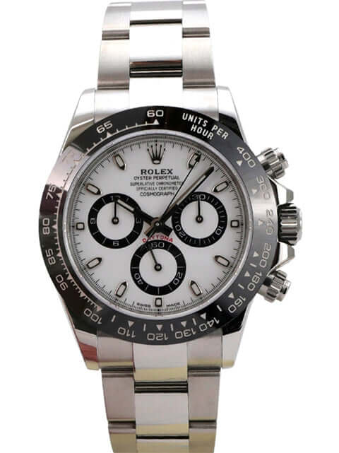 Rolex Daytona Edelstahl 116500LN Weiß mit weißem Zifferblatt und schwarzer Keramiklünette