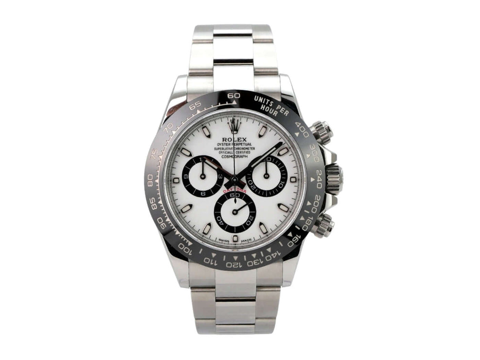 Rolex Daytona Edelstahl 116500LN Weiß mit weißem Zifferblatt, Keramik-Lünette und Oyster-Edelstahl-Armband