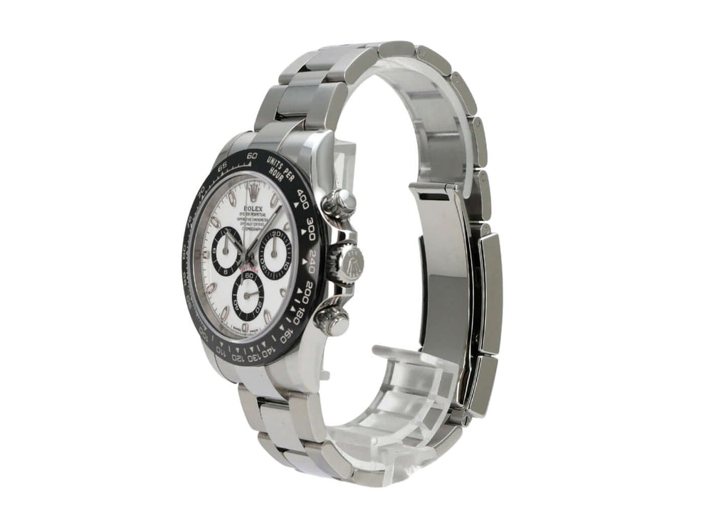 Rolex Daytona Edelstahl 116500LN Weiß - elegante Uhr mit Edelstahlarmband und Keramiklünette.