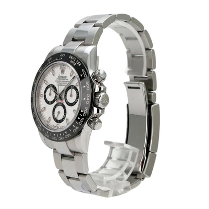 Rolex Daytona Edelstahl 116500LN Weiß, edelstahl aus poliertem und satiniertem Gehäuse mit Keramiklünette.