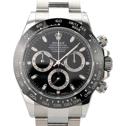 Rolex Daytona Edelstahl 116500LN Schwarz Uhr mit schwarzem Zifferblatt und Edelstahlarmband