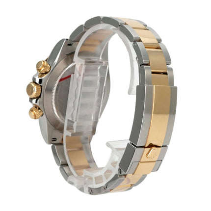 Rolex Daytona Edelstahl Gelbgold 116503 Champagner Armbandansicht mit Edelstahl und 18 kt Gelbgold-Elementen.