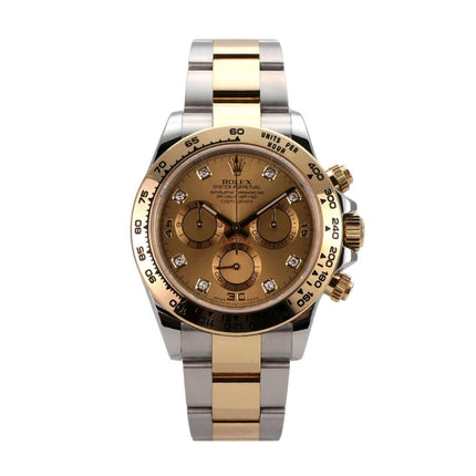 Rolex Daytona Edelstahl Gelbgold 116503 mit champagnerfarbenem Diamantzifferblatt und Tachymeterskala