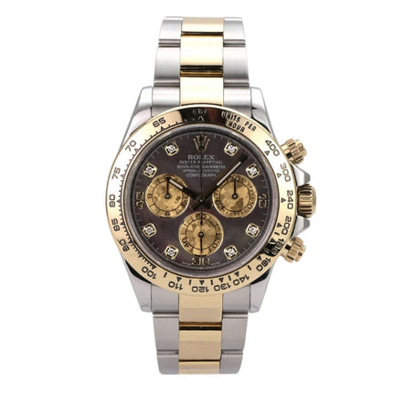 Rolex Daytona Edelstahl Gelbgold 116503 Dunkles Perlmutt Diamant, Luxus-Chronograph mit Oyster-Armband
