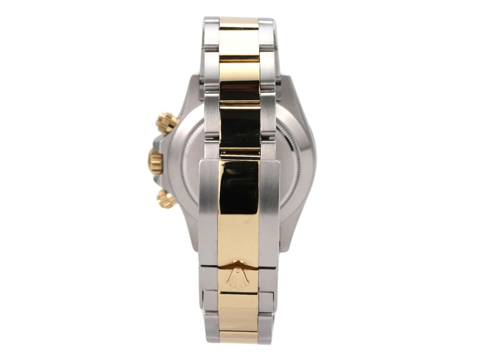 Rolex Daytona Edelstahl Gelbgold 116503 Dunkles Perlmutt Diamant, Rückansicht mit Oyster-Armband