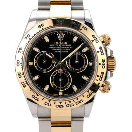 Rolex Daytona Edelstahl Gelbgold 116503 Schwarz mit schwarzem Zifferblatt und 18 kt Gelbgold-Lünette