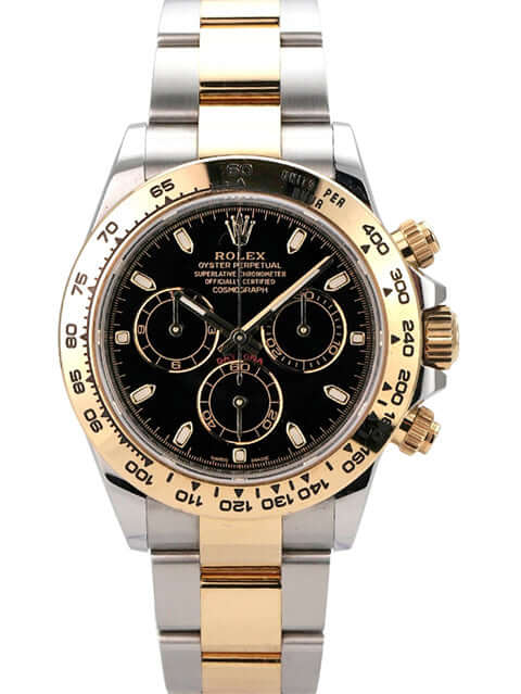 Rolex Daytona Edelstahl Gelbgold 116503 Schwarz mit schwarzem Zifferblatt und 18 kt Gelbgold-Lünette