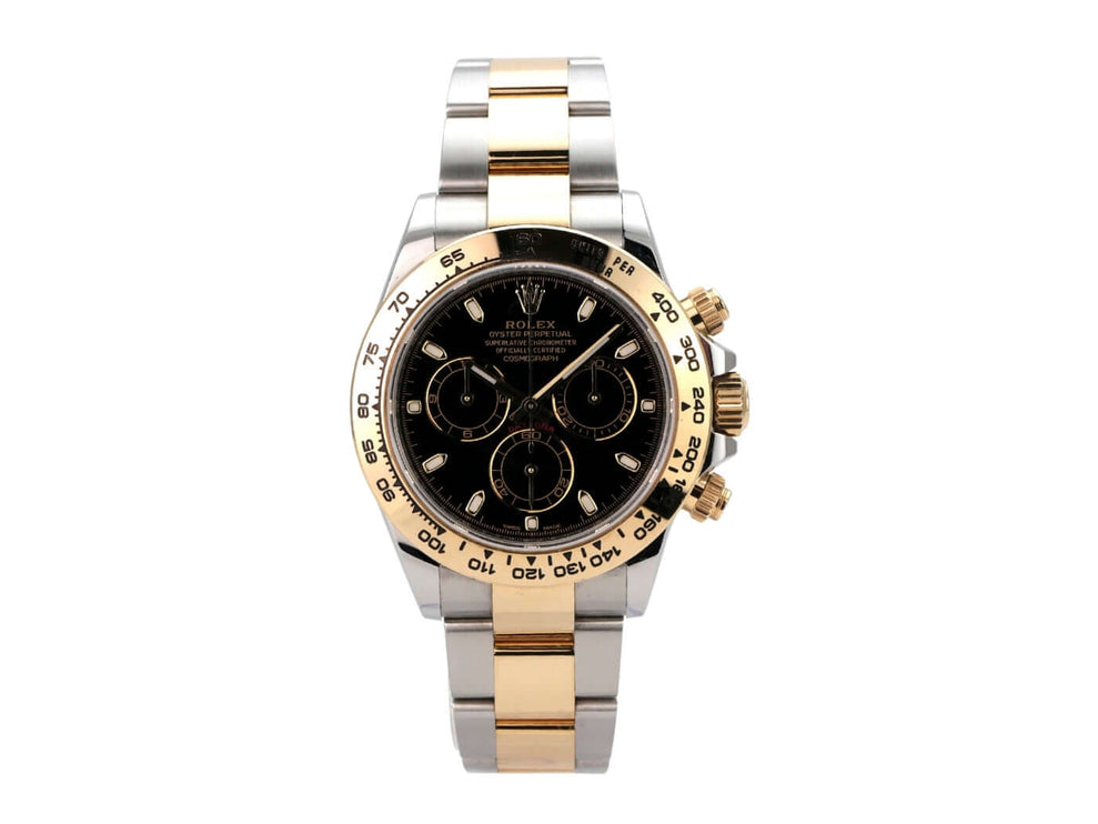 Rolex Daytona Edelstahl Gelbgold 116503 Schwarz mit schwarzem Zifferblatt und goldenem Gehäuse
