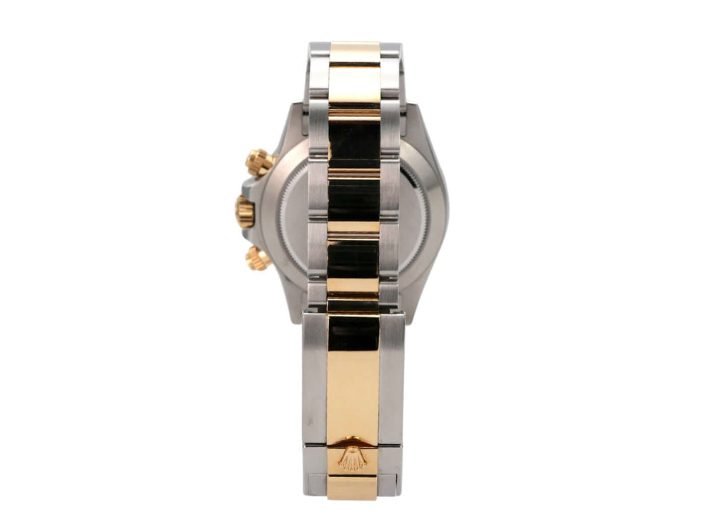 Rolex Daytona Edelstahl Gelbgold 116503 Schwarz Armbandansicht von der Seite, Edelstahl und 18 kt Gelbgold.