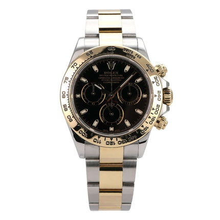 Rolex Daytona Edelstahl Gelbgold 116503 Schwarz mit schwarzem Zifferblatt und Oyster-Armband