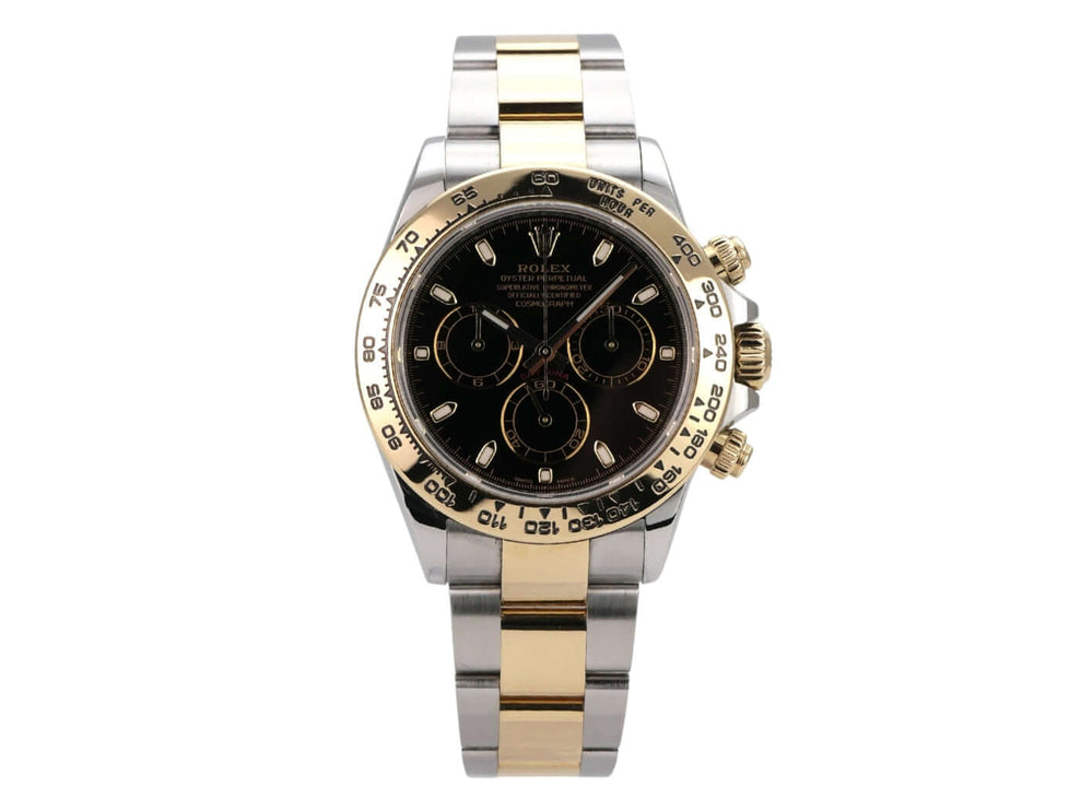 Rolex Daytona Edelstahl Gelbgold 116503 Schwarz mit schwarzem Zifferblatt und Oyster-Armband