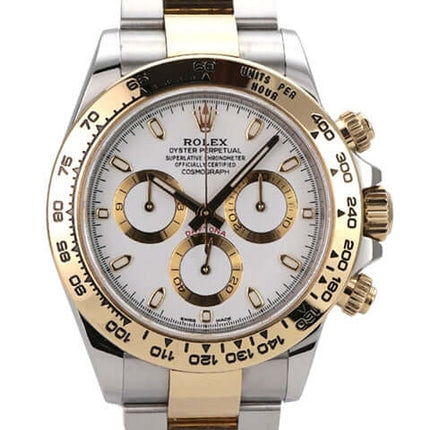 Rolex Daytona Edelstahl Gelbgold 116503 Weiss, 40 mm Gehäuse aus Edelstahl und Gelbgold, weißes Zifferblatt, Chronograph.
