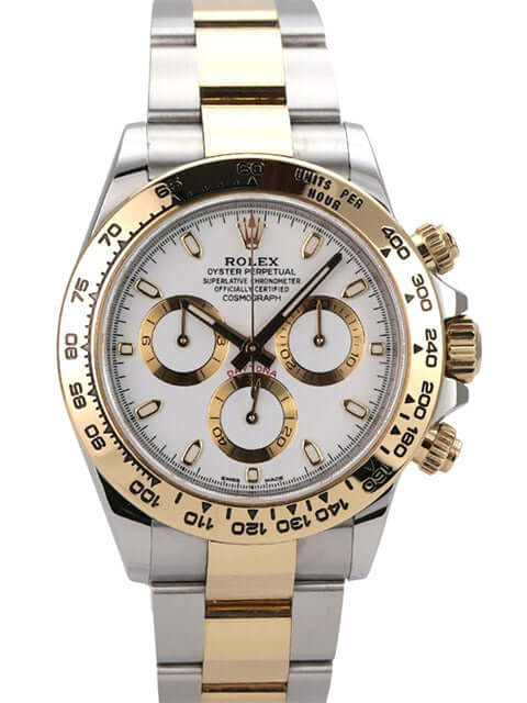 Rolex Daytona Edelstahl Gelbgold 116503 Weiss, 40 mm Gehäuse aus Edelstahl und Gelbgold, weißes Zifferblatt, Chronograph.