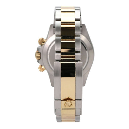 Rolex Daytona Edelstahl Gelbgold 116503 Weiss seitliche Ansicht des Armbands und Gehäuses.
