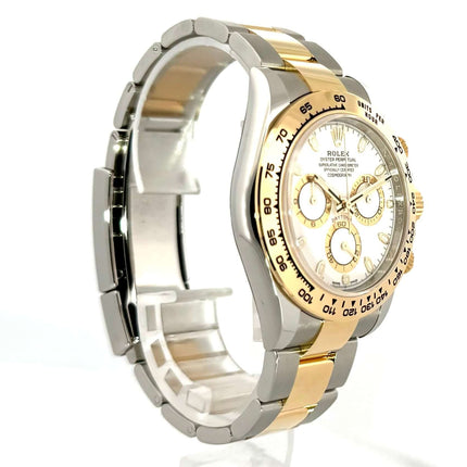 Rolex Daytona Edelstahl - Gelbgold 116503 Weiss, 40 mm, weißes Zifferblatt, poliert und satiniert, Tachymeterskala, 2021 Modell.