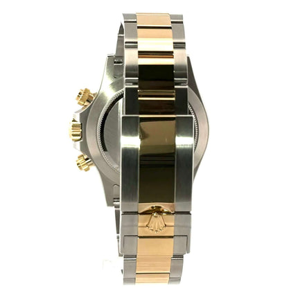 Rolex Daytona 116503 Edelstahl Gelbgold Gehäuse Rückseite, 40 mm poliert, Gliederarmband in Edelstahl und 18 kt Gelbgold mit Sicherheitsverschluss.