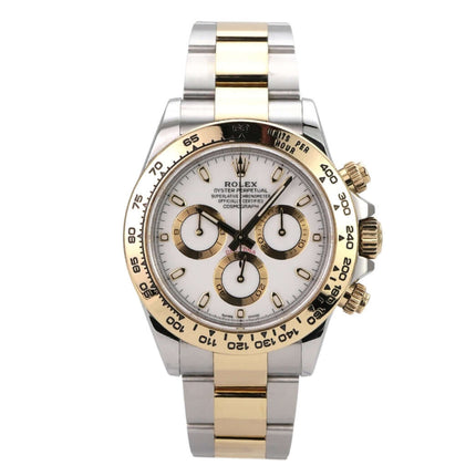 Rolex Daytona Edelstahl Gelbgold 116503 Weiss, Luxus Chronograph mit weißem Zifferblatt und Tachymeter