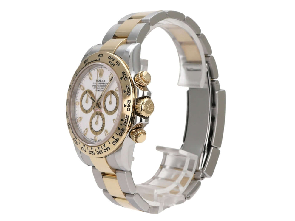 Rolex Daytona Edelstahl Gelbgold 116503 Weiss, Weißes Zifferblatt, luxuriöse Chronographenuhr von Rolex