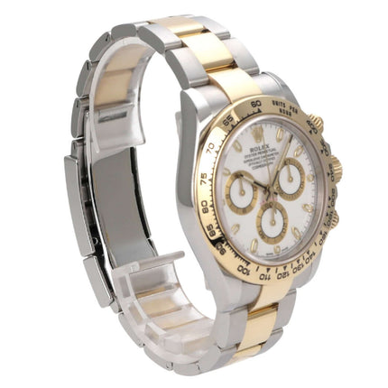 Rolex Daytona Edelstahl Gelbgold 116503 Weiss, Luxus-Chronograph mit weißem Zifferblatt und Oyster-Armband