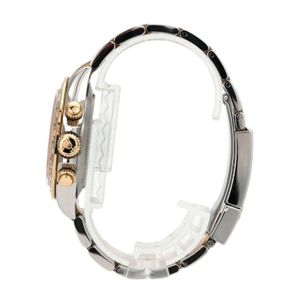 Rolex Daytona Edelstahl Gelbgold 116503 Weiss seitliche Ansicht der Uhr mit Edelstahl- und Gelbgold-Armband.