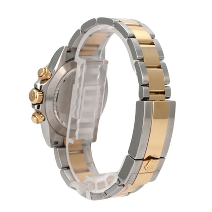 Rolex Daytona Edelstahl Gelbgold 116503 Weiss seitliche Ansicht mit Edelstahl- und Gelbgoldarmband