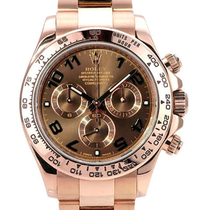 Rolex Cosmograph Daytona 116505 Everose-Gold Choco Arabisch, Luxus-Chronograph aus 18 kt Everose-Gold mit braunem Zifferblatt