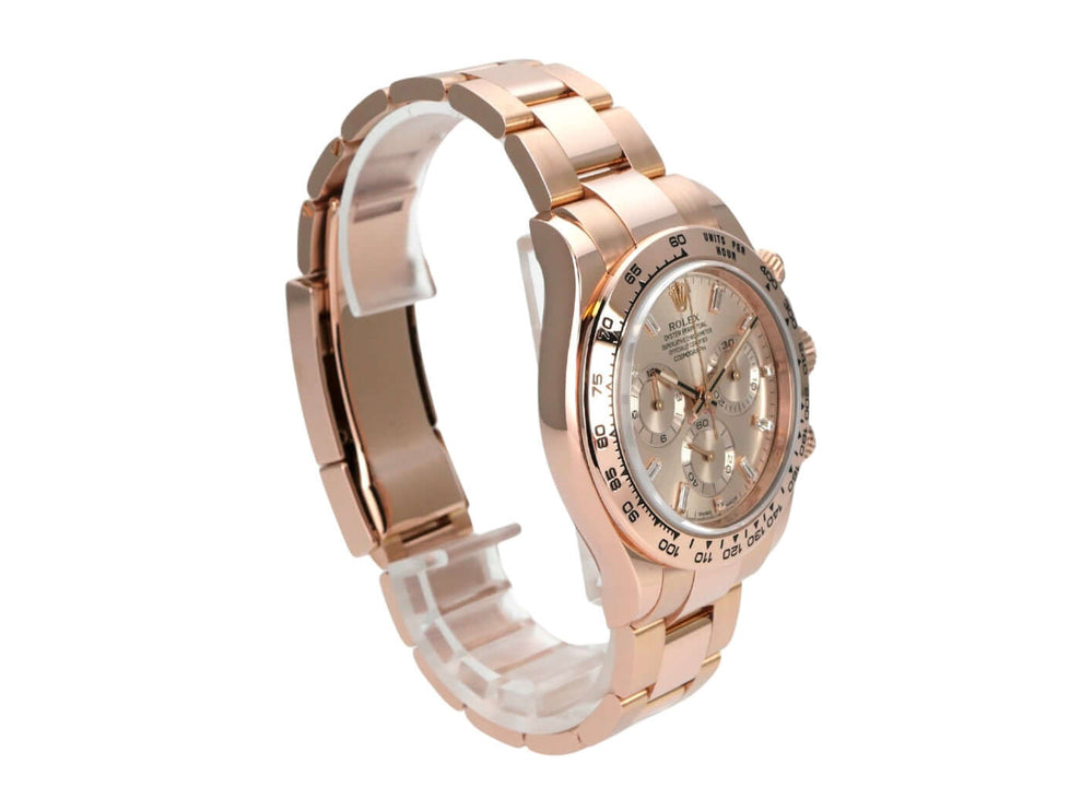 Rolex Cosmograph Daytona 116505 Everose-Gold Pink Diamant mit poliertem Armband und grauem Zifferblatt