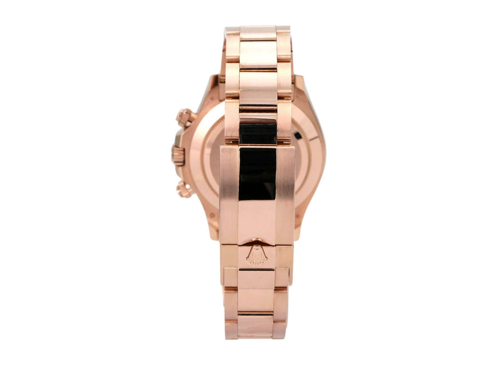 Rolex Cosmograph Daytona 116505 Everose-Gold Pink Diamant Ansicht von der Seite mit poliertem Armband.