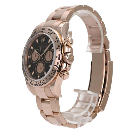Rolex Cosmograph Daytona 116505 Everose-Gold Schwarz mit schwarzem Zifferblatt und Everose-Gold-Armband