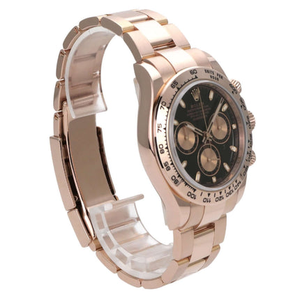 Rolex Cosmograph Daytona 116505 Everose-Gold Schwarz, Luxus-Chronograph mit schwarzem Zifferblatt und Tachymeterlünette