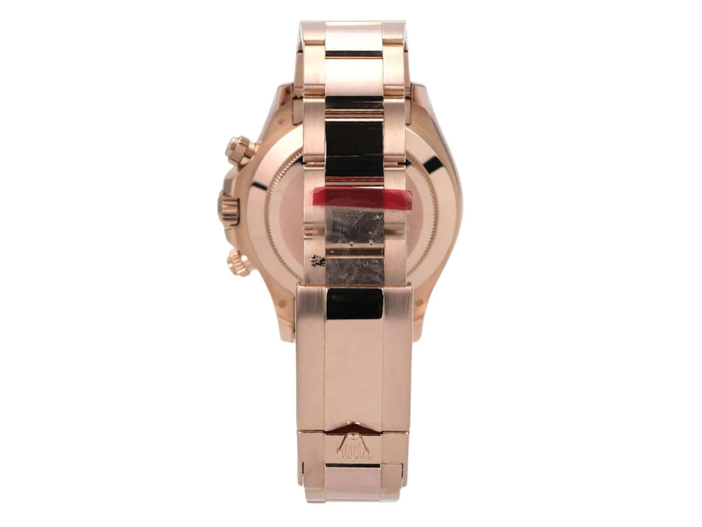 Rolex Cosmograph Daytona 116505 Everose-Gold Schwarz, Rückansicht mit Oyster-Armband und Faltschließe